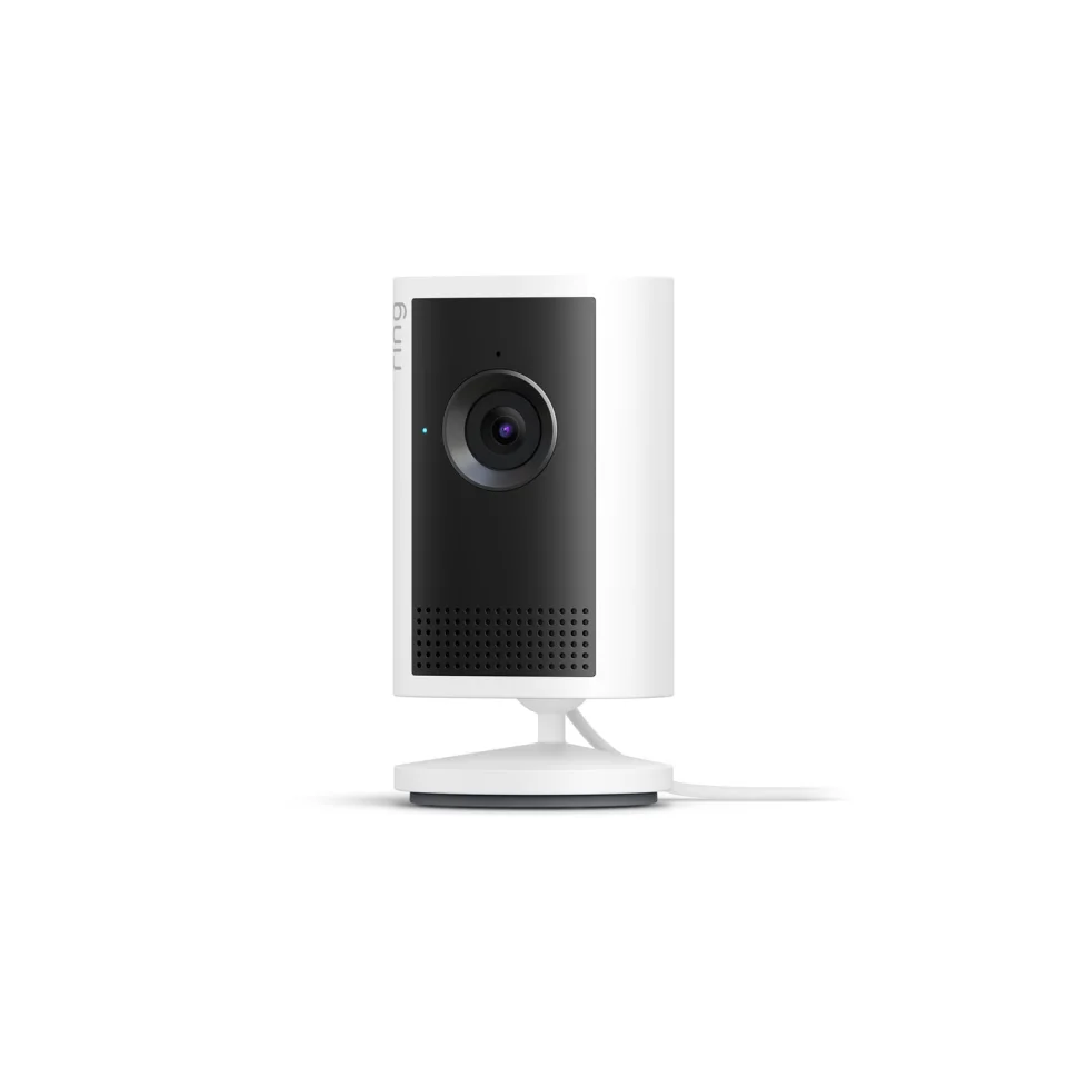 Ring Indoor Cam Plus in white on a tabletop