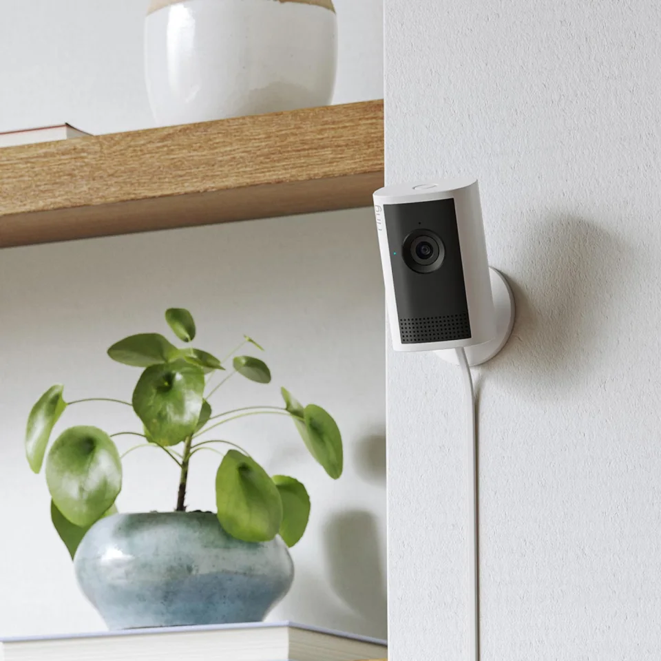 Ring Indoor Cam Plus wall-mounted in a home