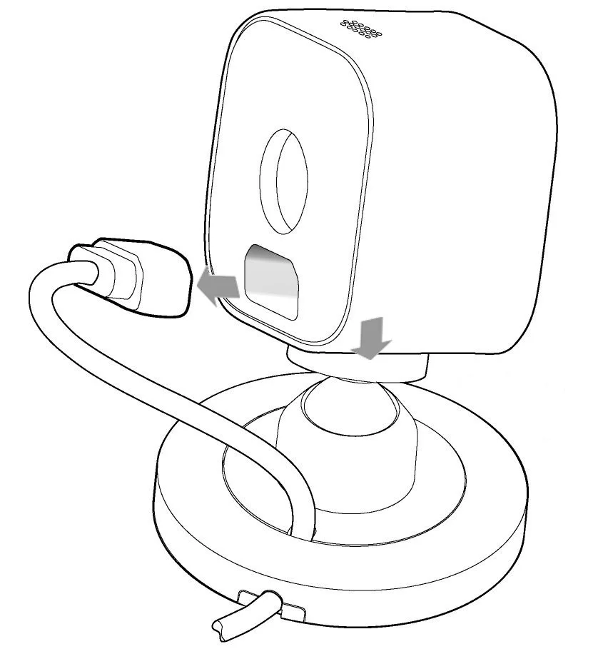 Micro-USB power cable connection on the Blink Pan-Tilt Mount
