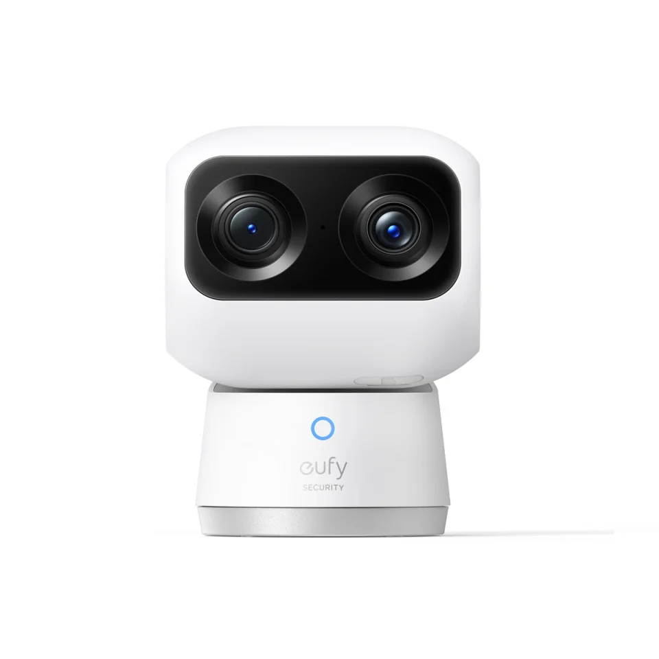 eufy Indoor Cam S350 front view showing dual lenses, official product render