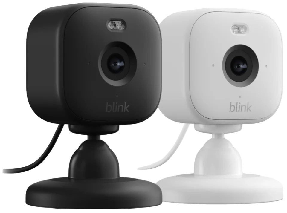 Blink Mini 2 cameras in black and white, official product image