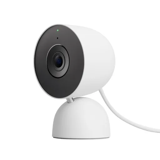 Google Nest Cam Indoor (wired, 3rd gen) in Snow on its dome stand