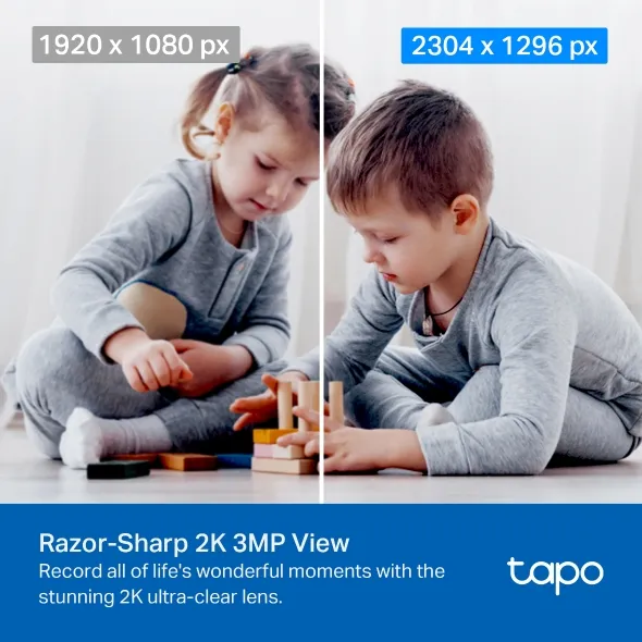 TP-Link Tapo C210 2K 3MP resolution comparison: 1920x1080 vs 2304x1296 pixels