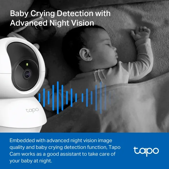 TP-Link Tapo C210 advanced night vision and baby crying detection for monitoring a sleeping baby at night