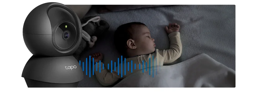Tapo C201 baby cry detection and night vision feature graphic