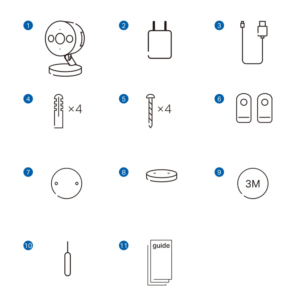 Diagram of everything included in the Tapo C120 box