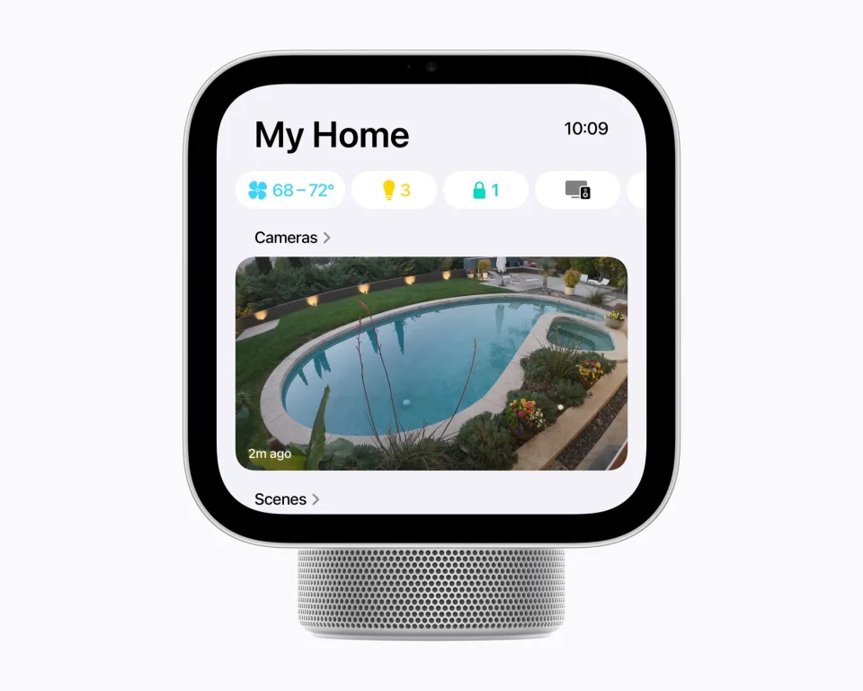 Apple HomeView hub showing camera feeds in the Home app