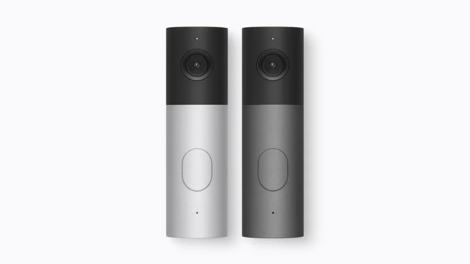 LG Video Doorbell Wired in Essence Graphite and Essence Silver showing its camera and button
