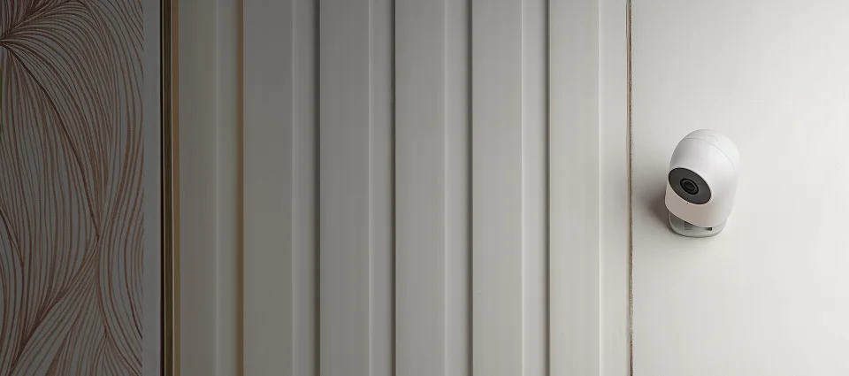 White Aqara Camera Hub G2H Pro wall-mounted on a light-coloured wall