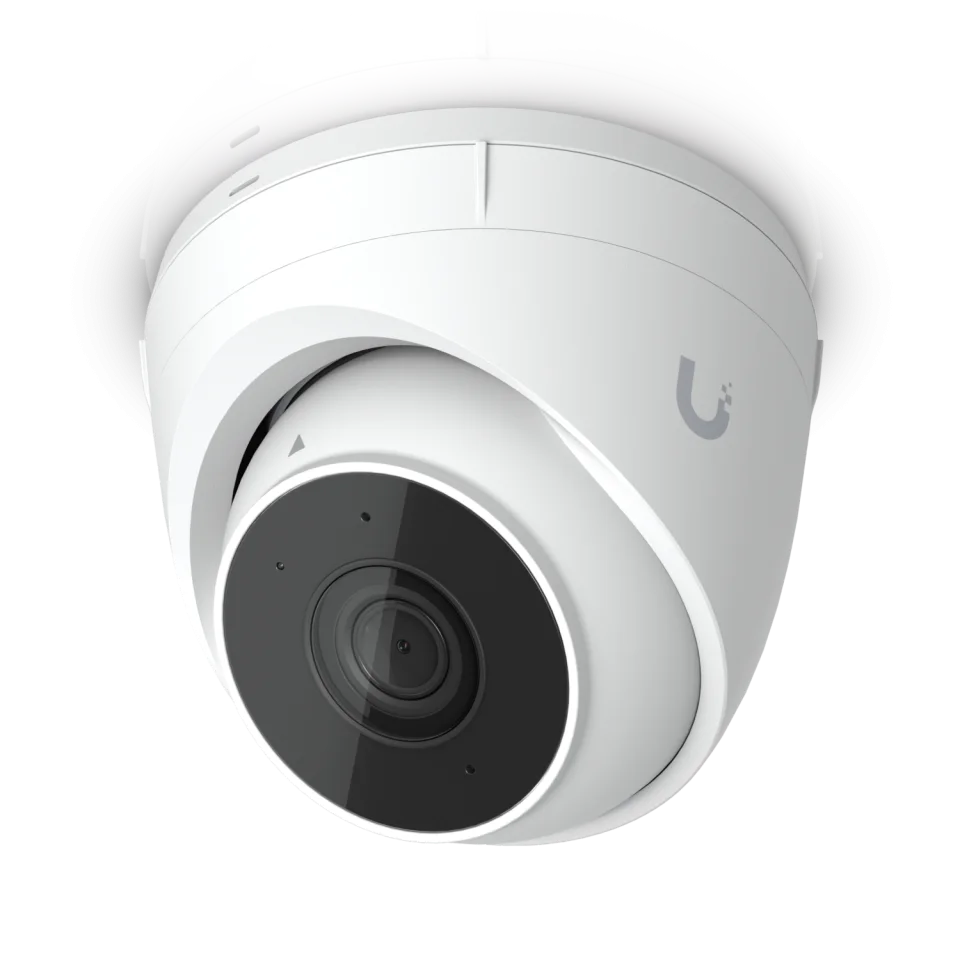 White UniFi G5 Turret Ultra turret camera close-up showing the lens ball and UniFi logo