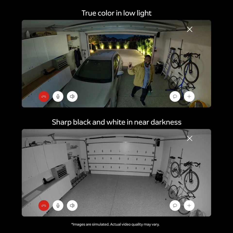 Ring Indoor Cam 4K night vision: colour in low light and black-and-white in darkness