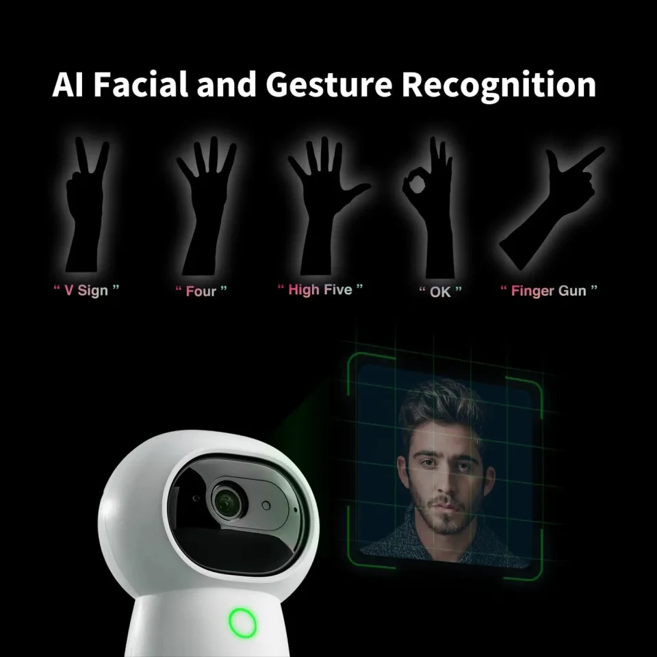 Aqara Camera Hub G3 showing its AI facial recognition and five gesture controls