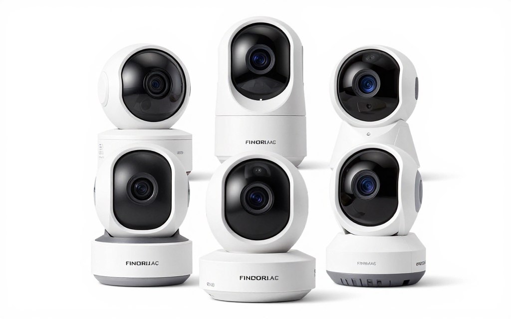 Collection of recommended indoor security cameras arranged together