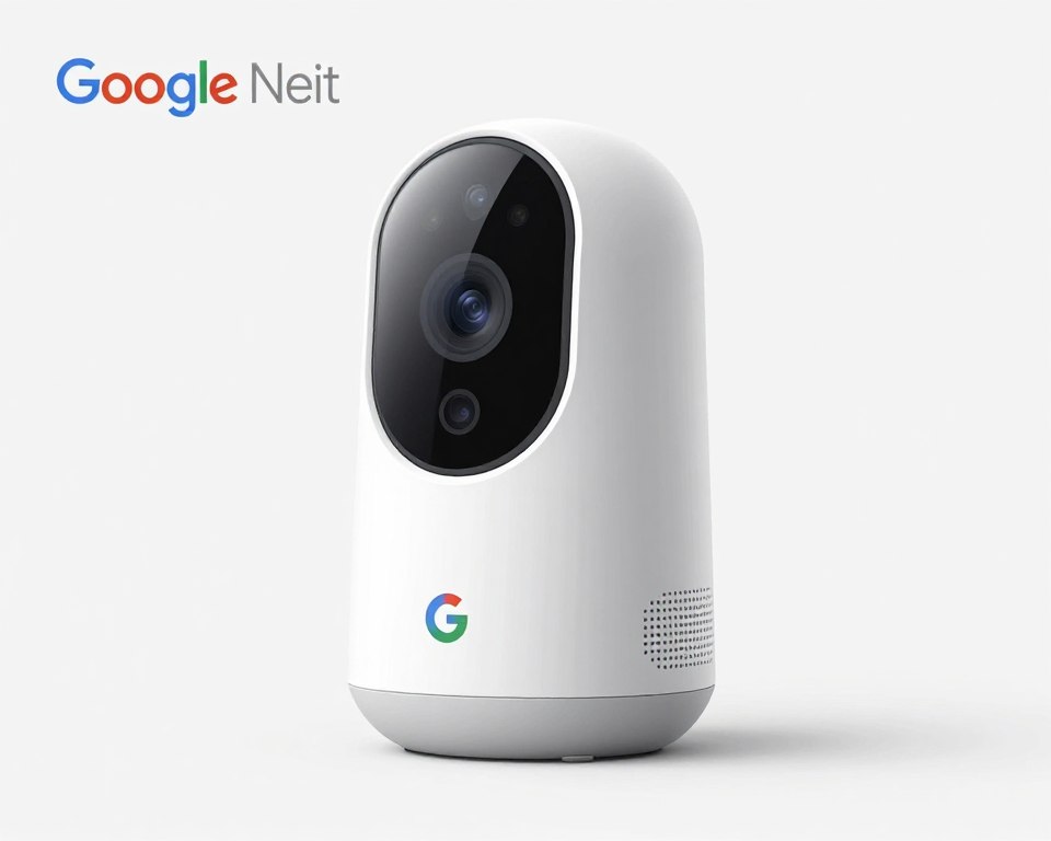 Google Nest Cam Indoor security camera in white finish with Google logo